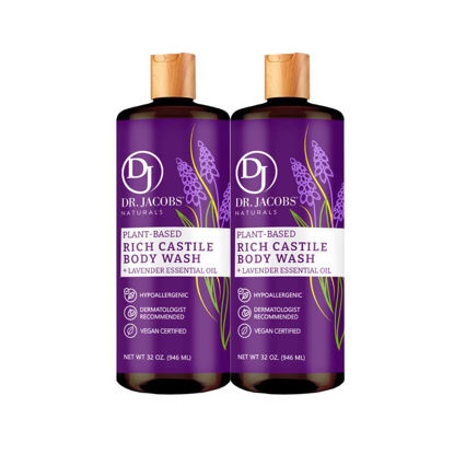 Picture of Dr Jacobs Naturals All-Natural Castile Body Wash 32 Ounce with Plant-Based Ingredients - Gentle and Effective - Sulfate-Free, Paraben-Free, and Cruelty-Free Formula for Nourished Skin