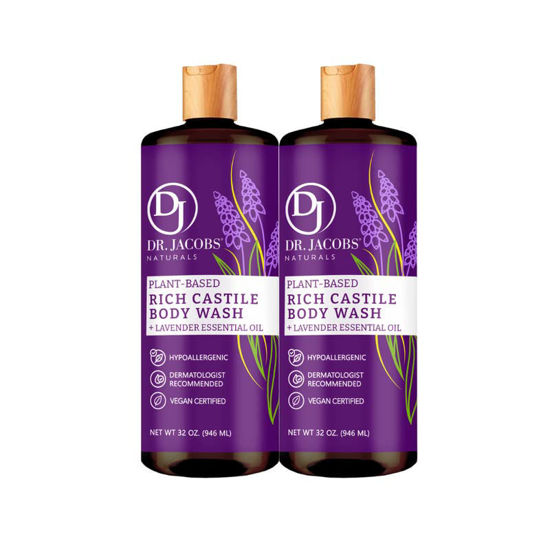 Picture of Dr Jacobs Naturals All-Natural Castile Body Wash 32 Ounce with Plant-Based Ingredients - Gentle and Effective - Sulfate-Free, Paraben-Free, and Cruelty-Free Formula for Nourished Skin