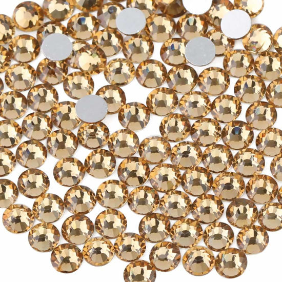Picture of Beadsland 1440 Pieces Flat Back Crystal Rhinestones Round Gems,1.3mm-6.5mm, Lt Colorado Topaz,SS20,4.6-4.8mm
