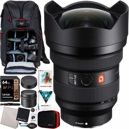 Picture of Sony FE 12-24mm F2.8 GM G Master Full Frame Ultra-Wide Zoom E-Mount Lens SEL1224GM for Mirrorless Cameras Bundle with Deco Gear Photography Sling Backpack + Photo Video Software Kit and Accessories