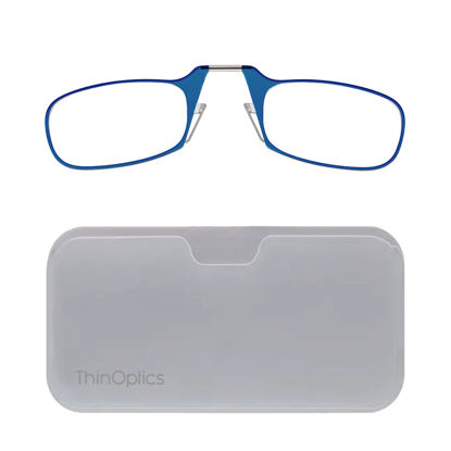 Picture of ThinOptics unisex-adult Reading Glasses + White Universal Pod Case | Blue Frames, 2.50 Strength Readers Blue Frames / White Case, 44 mm