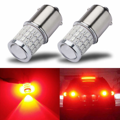 Picture of iBrightstar Newest 9-30V Super Bright Low Power 1156 1141 1003 BA15S LED Bulbs with Projector Replacement for Stop Tail Brake Lights, Brilliant Red
