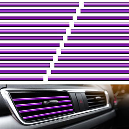 Picture of 20 Pieces Car Vent Outlet Trim Car Interior Moulding Trim Car Air Conditioner Vent Outlet Trim Chrome PVC Car Interior Trim Vent Outlet Trim Decoration Strip for All Straight Air Vent Outlet (Purple)