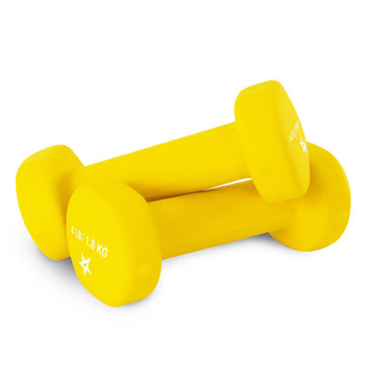 Picture of Yes4All DS24 Non-Slip, Hexagon Neoprene Dumbbells Set for Muscle Toning, Strength Building, Weight Loss Yellow, 4lbs