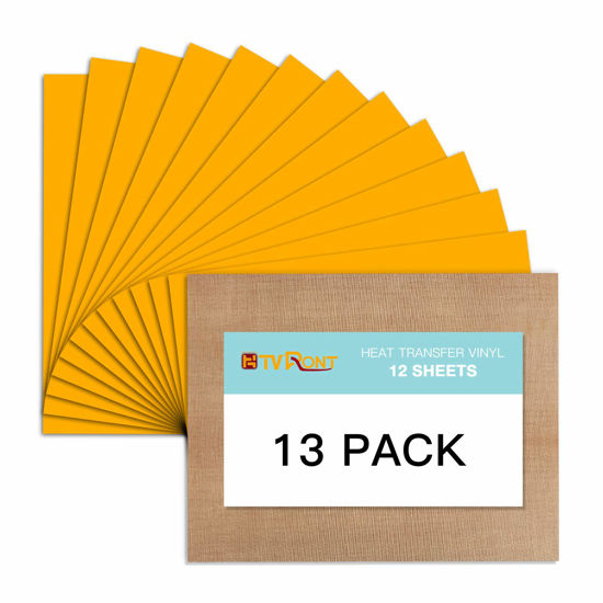 Picture of Yellow HTV Heat Transfer Vinyl Bundle: 13 Pack 12" x 10" Yellow Iron on Vinyl for T-Shirt, Yellow Heat Transfer Vinyl for Cricut, Silhouette Cameo or Heat Press Machine