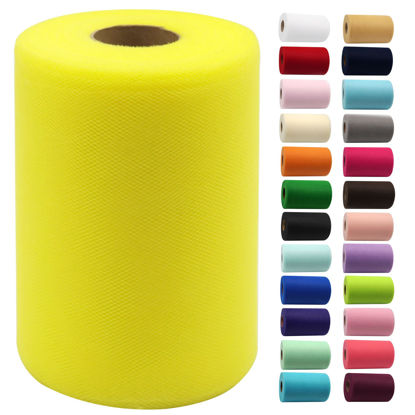 Picture of Yellow Tulle Fabric Rolls 6 Inch by 100 Yards (300 feet) Fabric Spool Tulle Ribbon for DIY Yellow Tutu Bow Baby Shower Birthday Party Wedding Decorations Christmas Craft Supplies