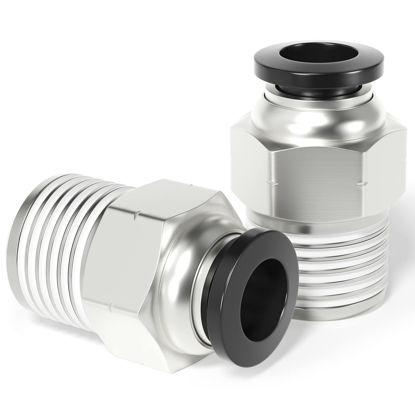 Picture of TAILONZ PNEUMATIC Male Straight 1/2 Inch Tube OD x 1/4 Inch NPT Thread Push to Connect Fittings PC-1/2-N2 (Pack of 5)