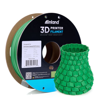 Picture of Inland PLA 3D Printer Filament 1.75mm - Dimensional Accuracy +/- 0.03mm - 1kg Cardboard Spool (2.2 lbs) - Fits Most FDM/FFF Printers - Odor Free, Clog Free Filaments - True Green