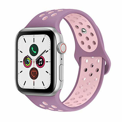 Picture of AdMaster Compatible with Apple Watch Bands 42mm 44mm, Soft Silicone Replacement Wristband Compatible with iWatch Series 1/2/3/4 - S/M Violet/Plum Fog