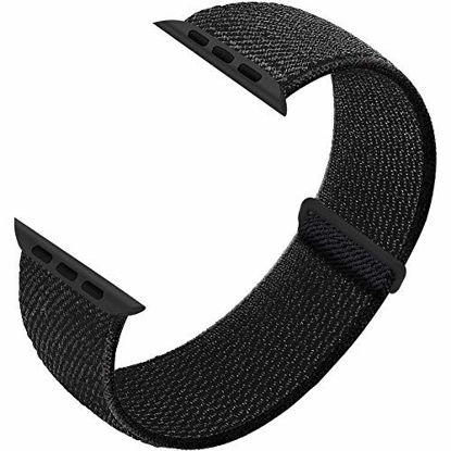 Picture of Ruiboo Sport Loop Compatible with Apple Watch Band 38mm 40mm 42mm 44mm iWatch Series 6 5 SE 4 3 2 1 Strap, Women Men Sport Weave Replacement Wristband Adjustable Breathable, 38mm 40mm Laser Black1