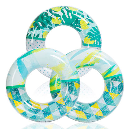Picture of Inflatable Pool Floats with Glitters 32.5"(3 Pack), Pool Floaties Tubes for Swimming Pool Kids Adults Beach Outdoor Party Supplies
