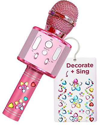 Picture of Move2Play, Kids Karaoke Microphone | Personalize with Jewel Stickers | Birthday Gift for Girls, Boys & Toddlers | Girls Toy Ages 3, 4-5, 6, 7, 8+ Years Old