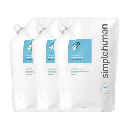Picture of simplehuman Fragrance Free Moisturizing Liquid Hand Soap Refill Pouch, 34 Fl. Oz. (Pack of 3)