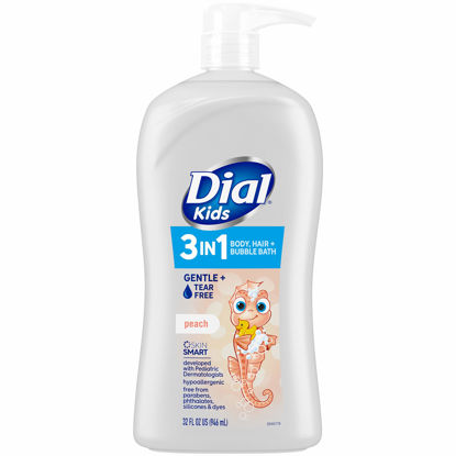 Picture of Dial Kids 3-in-1 Body+Hair+Bubble Bath, Peach, 32 Fl Oz