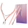 Picture of Cuticle Trimmer with Cuticle Pusher and Cutter-YINYIN Cuticle Cutter Cuticle Nipper Professional Stainless Steel Cuticle Clippers Durable Pedicure Manicure Tools for Fingernails and Toenails (Pink)