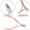 Picture of Cuticle Trimmer with Cuticle Pusher and Cutter-YINYIN Cuticle Cutter Cuticle Nipper Professional Stainless Steel Cuticle Clippers Durable Pedicure Manicure Tools for Fingernails and Toenails (Pink)