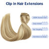 Picture of GOO GOO Clip in Human Hair 120g 18 Inch Dark Blonde Highlighted Bleach Blonde Remy 7pcs Straight Natural Thick Hair Extensions for Women