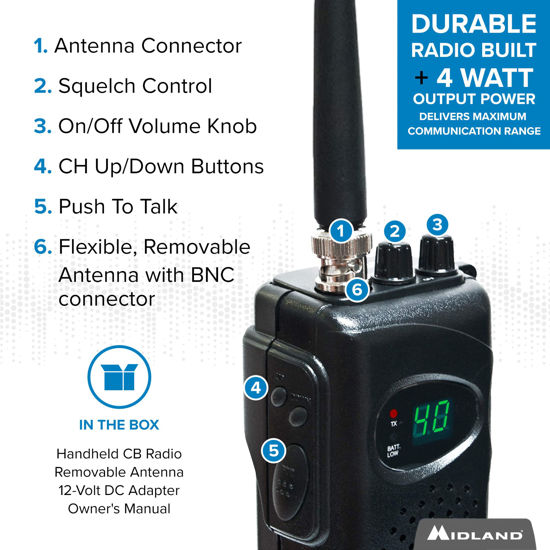 GetUSCart Midland 75785 4 Watts of Power Handheld CB Radio