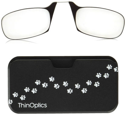 Picture of ThinOptics Universal Pod Case + Rectangular Reading Glasses, Paw Prints, 44mm + 2