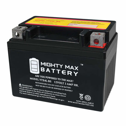 Picture of YTX4L-BS - 12 Volt 3 AH, 50 CCA, Rechargeable Maintenance Free SLA AGM Motorcycle Battery