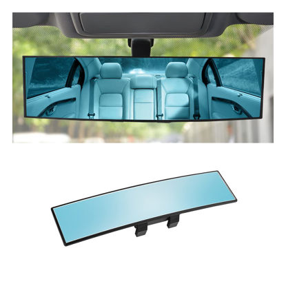 Picture of Car Rearview Mirror, 12 Inch Panoramic Wide Angle Anti-Glare, Clip on Auto Rear View Mirror, HD Clear Convex Surface, Car Interior Accessories Universal for SUV, Truck, Van, Vehicles (Blue)