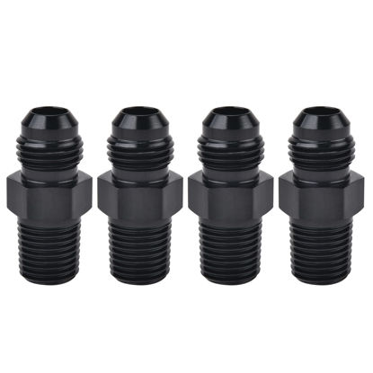 Picture of EVIL ENERGY 6AN Male Flare to 1/4" NPT Pipe Fitting Adapter Aluminum Straight Black 4PCS