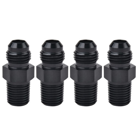 Picture of EVIL ENERGY 6AN Male Flare to 1/4" NPT Pipe Fitting Adapter Aluminum Straight Black 4PCS