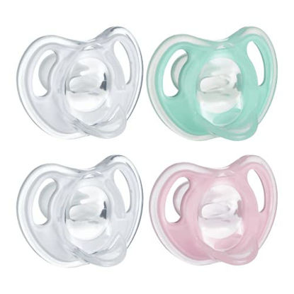 Picture of Tommee Tippee Ultra-Light Silicone Pacifier, Symmetrical One-Piece Design, BPA-Free Silicone Binkies, 0-6m, 4-Count