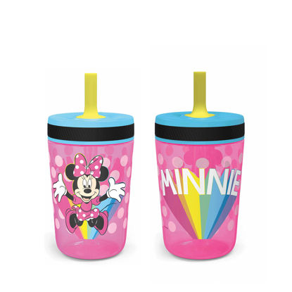 Picture of Zak Designs Disney Kelso Tumbler 15 oz Set (Minnie Mouse) Leak-Proof Screw-On Lid with Straw, Made of Durable Plastic and Silicone, Perfect Bundle for Toddlers, Kids