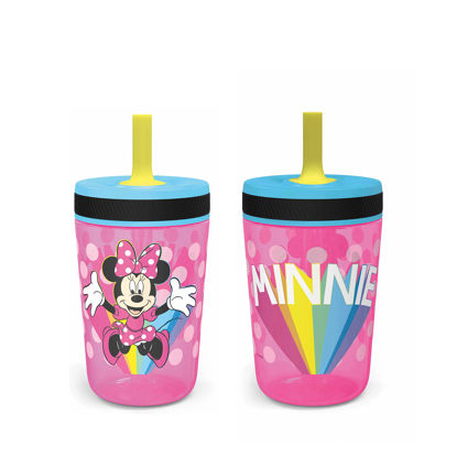 Picture of Zak Designs Disney Kelso Tumbler 15 oz Set (Minnie Mouse) Leak-Proof Screw-On Lid with Straw, Made of Durable Plastic and Silicone, Perfect Bundle for Toddlers, Kids
