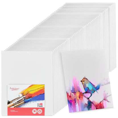 Picture of Artlicious Canvases for Painting - Pack of 12, 8 x 10 Inch Blank White Canvas Boards - 100% Cotton Art Panels for Oil, Acrylic & Watercolor Paint