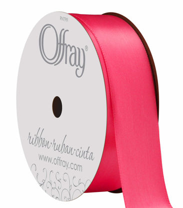 Picture of Berwick Offray 808076 7/8" Wide Single Face Satin Ribbon, Shocking Pink, 6 Yds