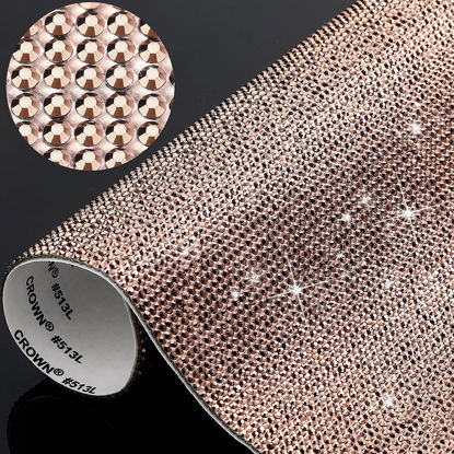 Picture of 12000 Pieces Bling Bling Rhinestone Sheet Rhinestones Sticker DIY Car Decoration Sticker Self Adhesive Glitter Rhinestones Crystal Gem Stickers for Car Decoration, 9.4 x 7.9 Inch (Rose Gold)