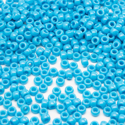 Picture of 1000 Pcs Acrylic Blue Pony Beads 6x9mm Bulk for Arts Craft Bracelet Necklace Jewelry Making Earring Hair Braiding (Blue)