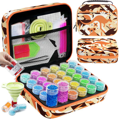 Picture of ARTDOT Diamond Painting Storage Containers, 30 Slots Diamond Painting Kits Accessories and Tools Portable Diamond Painting Organizer Case for 5D Diamond Beads Jewelry Rings (Orange)