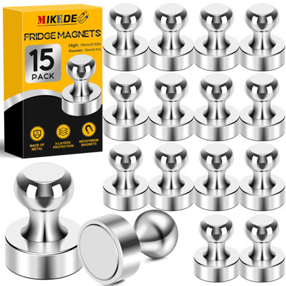Picture of MIKEDE Fridge Magnets for Whiteboard, 15Pcs Strong Magnets for Whiteboard, Refrigerator Magnets Neodymium Push Pins Magnets for Office Magnets, Whiteboard Magnets, at School, Classroom, Kitchen