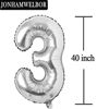 Picture of 13 Number Balloons Silver Giant Jumbo Big Large Number 13 or 31 Foil Mylar Helium Balloons Silver 13th 31st Birthday Party Anniversary Events Decorations Supplies for Boy Girl Women Men