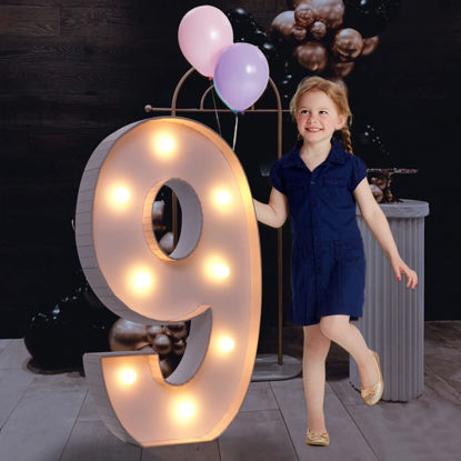 Picture of 3FT Marquee Light Up Numbers, Mosaic Numbers for Balloons, Number 9 Balloon Frame, Marquee Light Up Letters, On Cloud 9 Birthday Decorations, 19th 29th 90 Birthday Decor, Anniversary decor