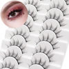 Picture of Losha Manga Lashes Natural Look Fluffy False Eyelashes 10 Pairs Durable Faux Mink Lashes Handmade Fake Anime Eye Lashes Pack Like Individual Clusters| BC009