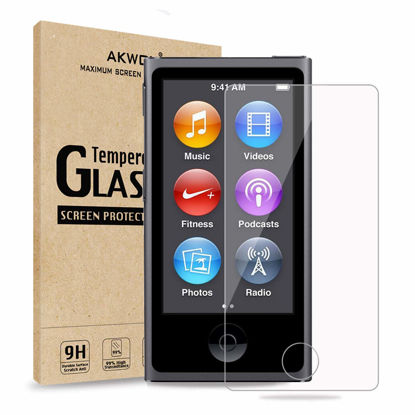 Picture of AKWOX (Pack of 2) Screen Protector for iPod Nano 7 8th 0.33mm High Definition Clear Tempered Glass Screen Protector Guard Film for iPod Nano 8th/7 Generation,Shockproof and Scratch-Resistant