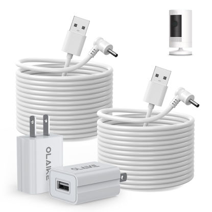 Picture of OLAIKE 26ft/8m (2 Pack) Charge Cable with DC Power Adapter Compatible with Stick Up Cam Battery & Spotlight Cam Battery, Weatherproof Outdoor Cable Continuous Charging Your Camera (NO Camera), White