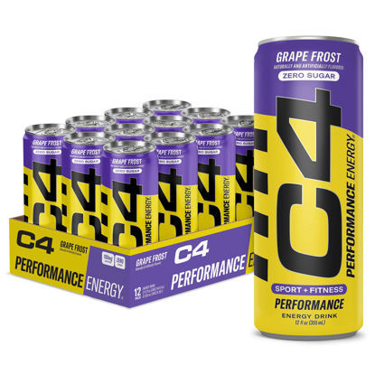 Picture of C4 Original Sugar Free Energy Drink | Purple Frost | Pre Workout Performance Drink with No Artificial Colors or Dyes,12 Fl Oz (Pack of 12)