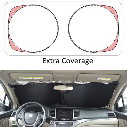 Picture of 260Tfabric Car Sun Shade Windshield Improved Front Window Cover by A1 Automotive Sunshades Truck SUV Sunshade Heat Shield Visor Interior Accessory Protector
