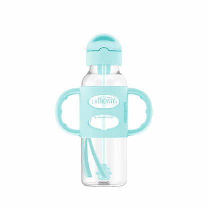 Picture of Dr. Brown’s® Milestones™ Narrow Sippy Straw Bottle with 100% Silicone Handles, 8oz/250mL, Green, 1 Pack, 6m+