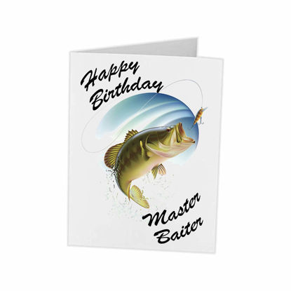 Picture of Funny Hilarious Birthday Cards For Dad Father Men | Happy Birtday | Congrats Graduate Gift Card | Fisherman Fisher Fish Bass Hook Novelty Gifts Outdoorsman | 5x7 with envelope