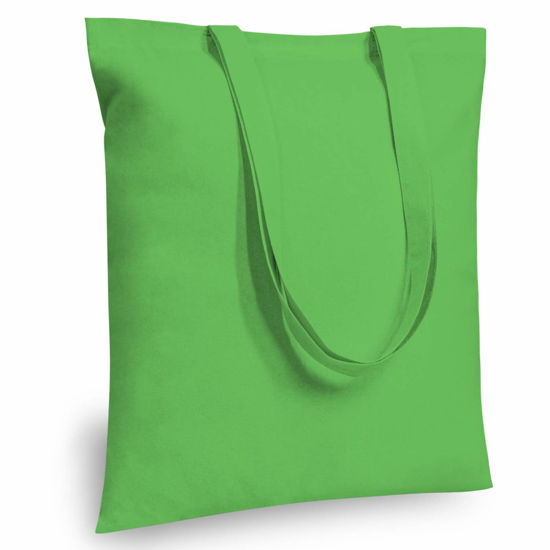 Picture of TOPDesign 12-Pack Economical 16"x15" Lime Green Cotton Tote Bag, Lightweight Medium Reusable Grocery Shopping Cloth Bags, Suitable for DIY, Advertising, Promotion, Gift, Activity