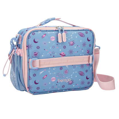 Picture of Bentgo® Kids Lunch Bag - Durable, Double Insulated, Water-Resistant Fabric, Interior & Exterior Zippered Pockets, Water Bottle Holder - Ideal for Children 3+ (Lavender Galaxy)