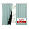 Picture of NICETOWN Aqua Blue 100% Blackout Lined Curtains, 2 Thick Layers Completely Blackout Window Treatment Thermal Insulated Drapes for Kitchen/Bedroom (1 Pair, 62" Width x 63" Length Each Panel)