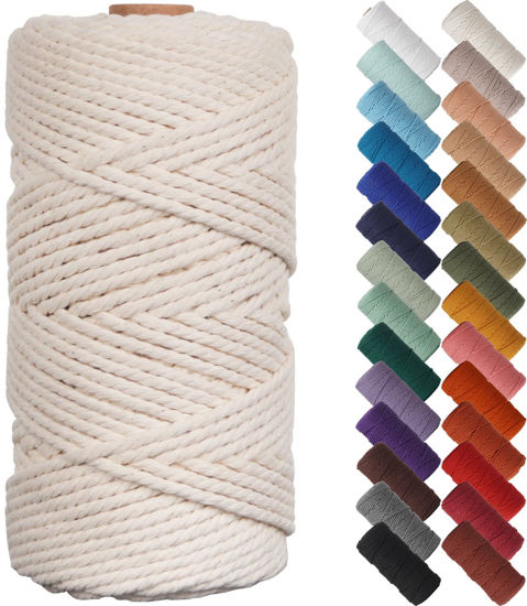 Picture of NOANTA Natural Macrame Cord 3mm x 109Yards, Beige Macrame Rope, Cotton Cord for Wall Hanging, Plant Hangers, Crafts, Knitting