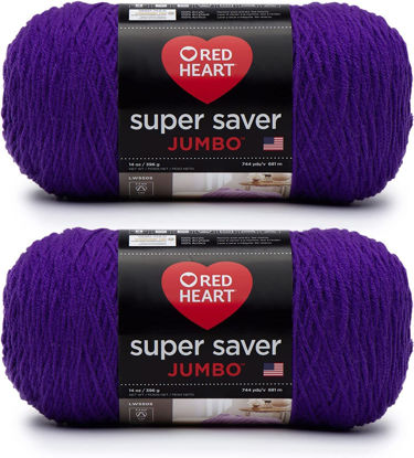 Picture of Red Heart Super Saver Jumbo Amethyst Yarn - 2 Pack of 396g/14oz - Acrylic - 4 Medium (Worsted) - 744 Yards - Knitting/Crochet
